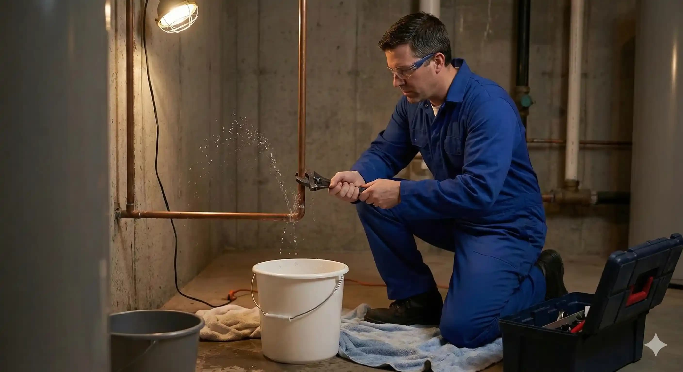 Tankless water heater on basement wall